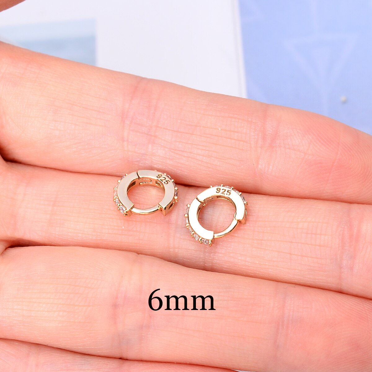 Piercing Studs Women Small Hoop Earring Huggies Ear Circle Rings Cartilage Earlobe Tragus Man Girls Tiny Hoops: Gold white 6mm