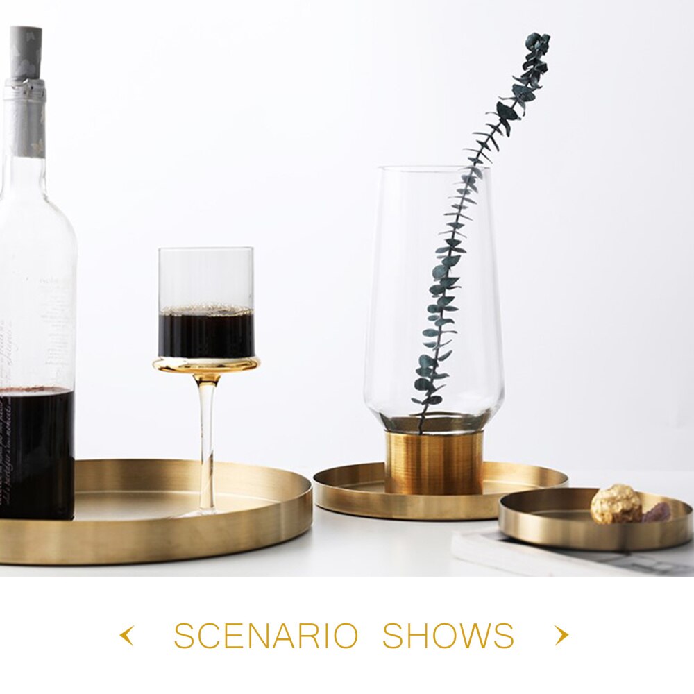 Golden Lade Luxe Metalen Ronde Opbergvak Smiple Snack Cake Display Rvs Metalen Plaat Fotografie Props Home Decor