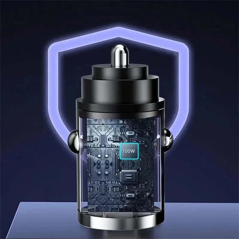 Car 66w Charger Fast Charging Metal One Tow Two Car ChargerFlash Charger in Car Mini Pull Ring Pd Car Charger Car Electronic