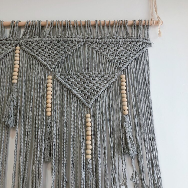 1 kpl iso makramee-seinävaate, boheemi geometrinen, käsintehty tupsukuvioinen kudottu seinävaate, boheemi, makuuhuone, olohuoneen sisustus
