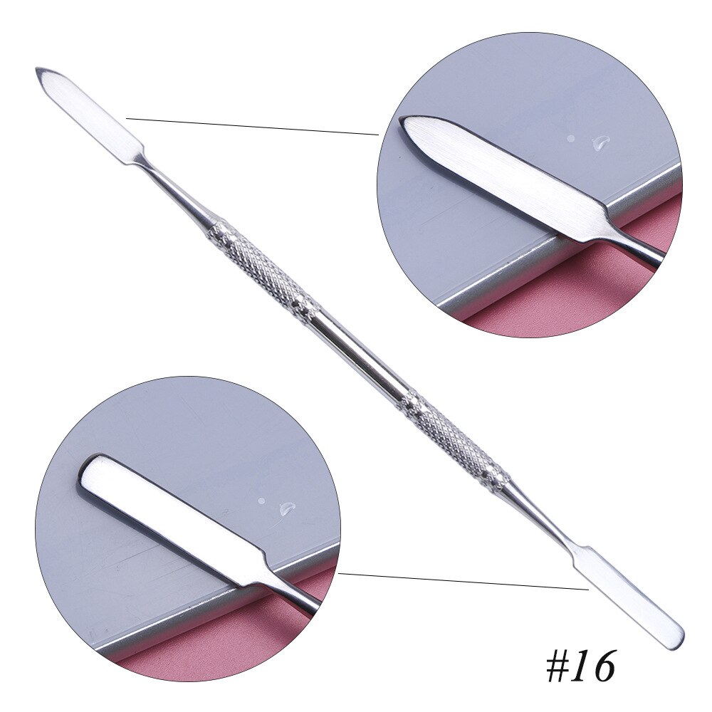 7 Types Stainless Cuticle Pusher Nail Art Stirring Polish Powder Blend Spatulas Tone Rods Manicure Remover Makeup Tools: 16