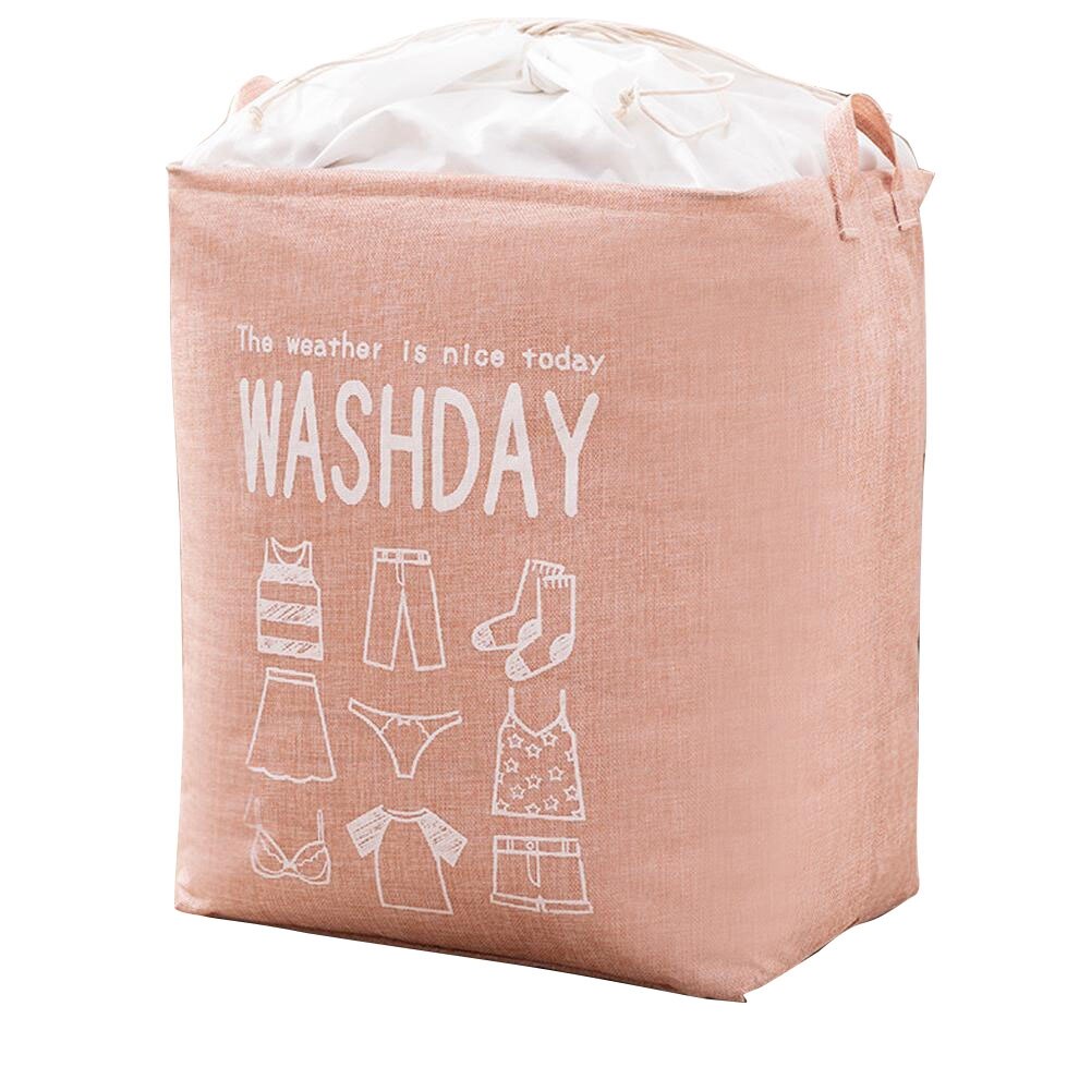 Waterproof Dust Collecting Bucket Hamper Washing Toy Dirty Clothes Storage Organizer Laundry Baskets Bin: Pink