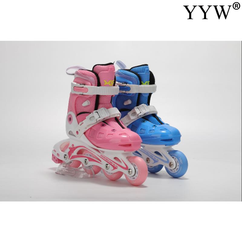 Kids Adjustable Inline Roller Skates Blade Skating Sliding Beginner 4 Wheels Summer Outdoor Girls Boys Blue Pink Breathable