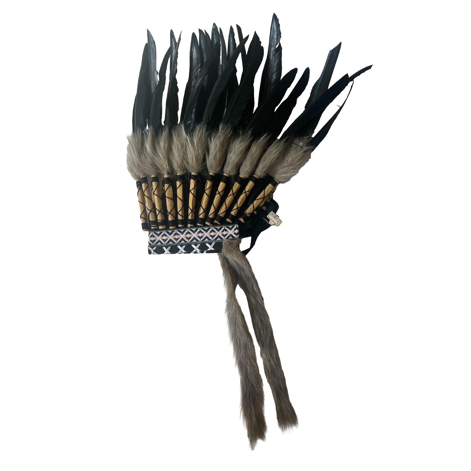 Chief Indian Hat Feather Headdress Costume Men Women Head Accessories Headpiece for Carnival Show Fancy Dress Cosplay Halloween: GRAY