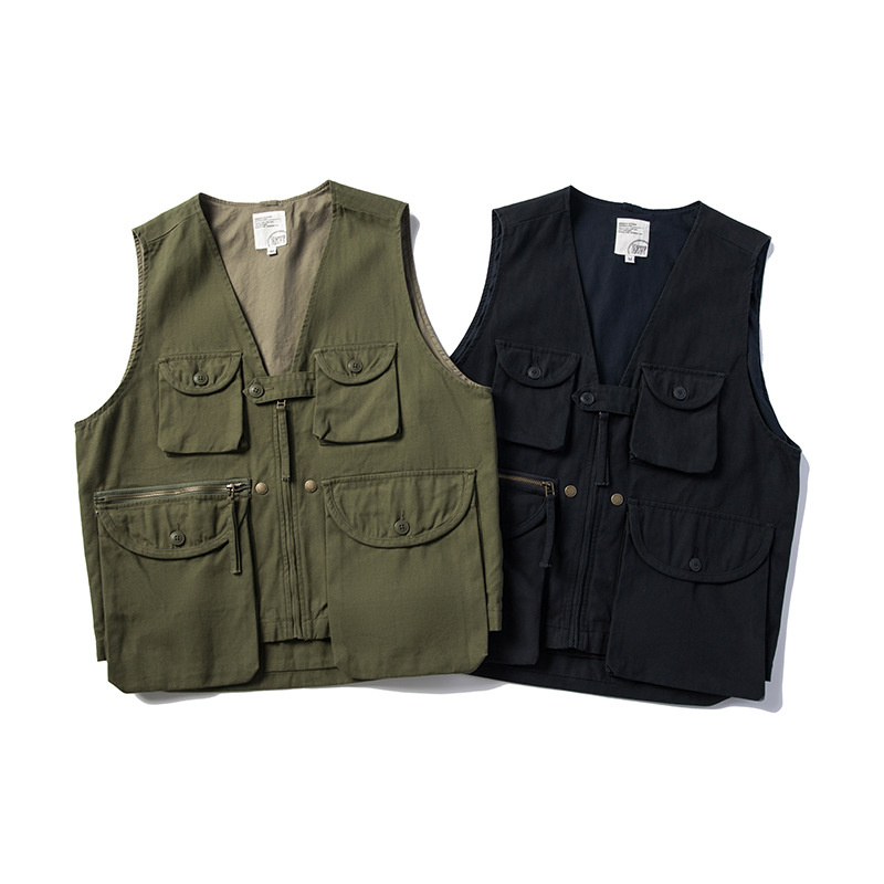 WALKER AND HAWKES - Heren Winchester gewaxt katoenen gilet met meerdere zakken voor buiten, kamperen, wandelen, reizen, bruin, Olijf, 4XL