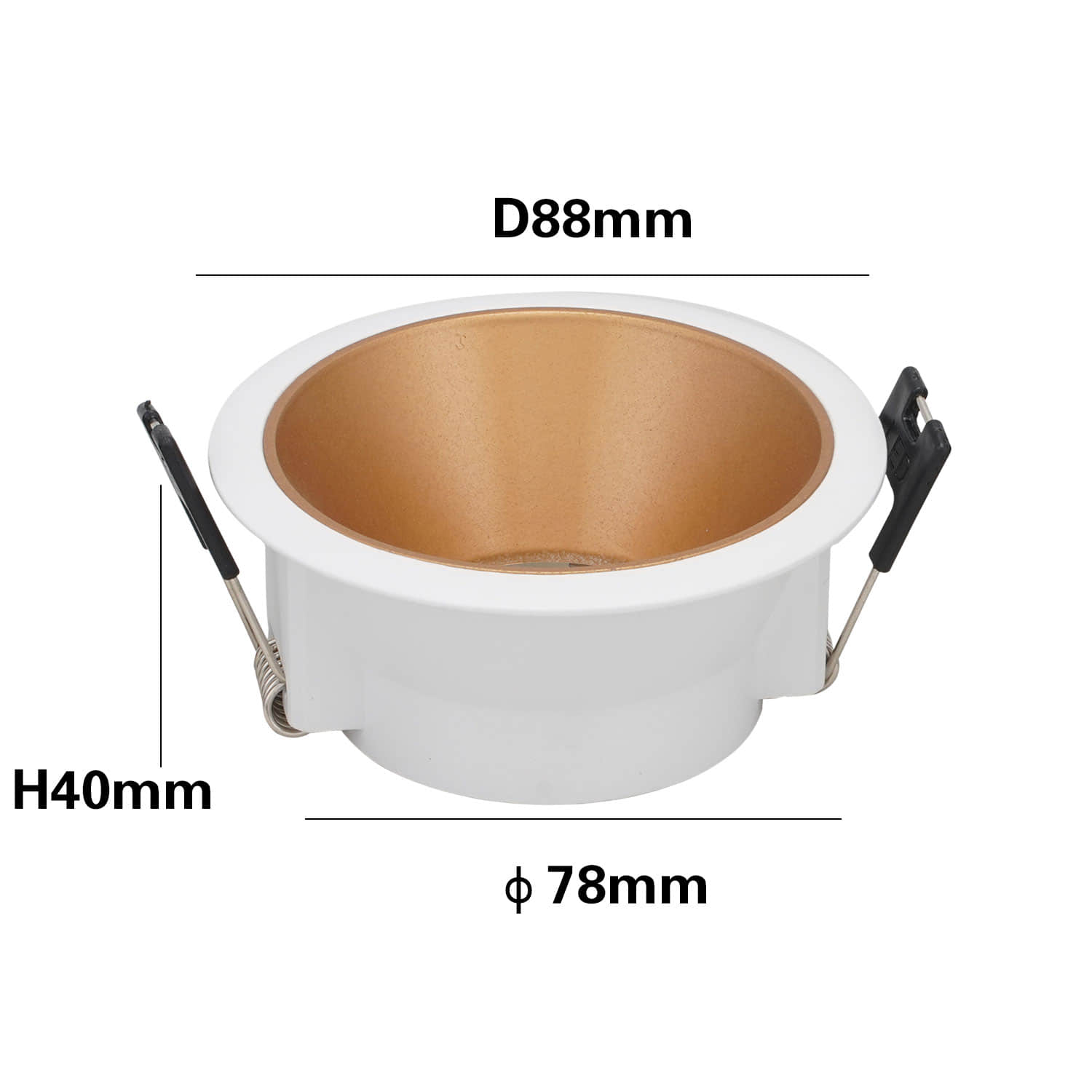 NO Adjustable Fixtures Downlight Holder Open Hole Cut Out 80mm Recessed Light LED Ceiling GU10 MR16 Lamp Holder: Rose Placer gold