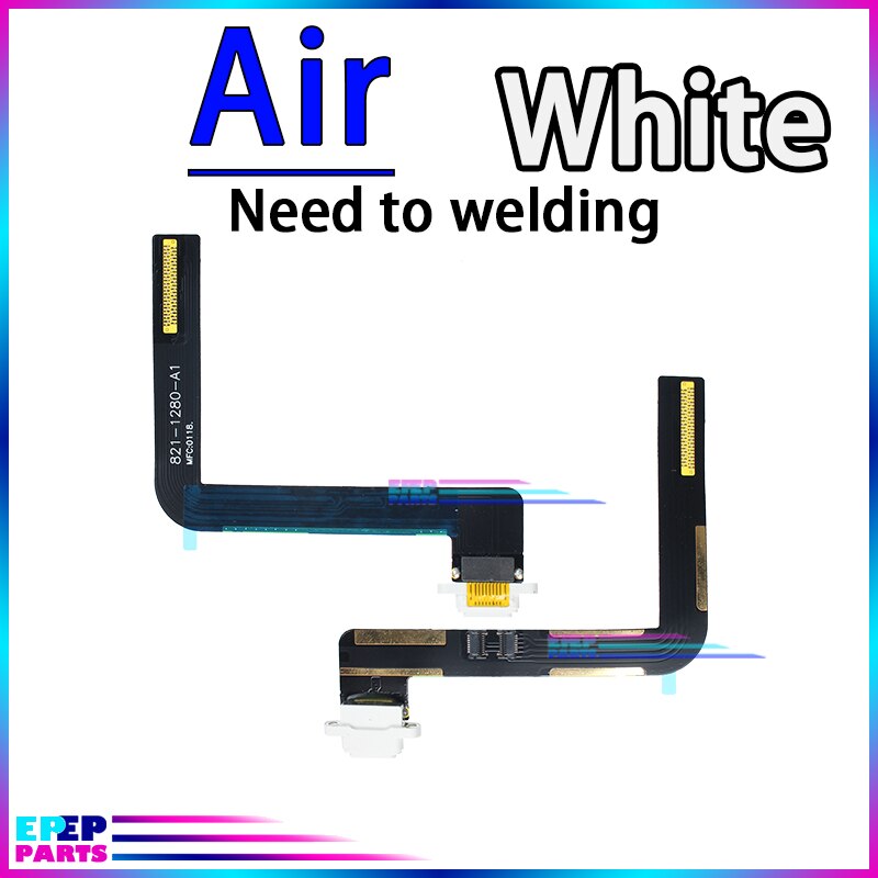 Usb dock-stik ladeport kabel til ipad air 2 3 4 air 3 air 4 3rd 4th generation oplader flex board modul: Luft hvid