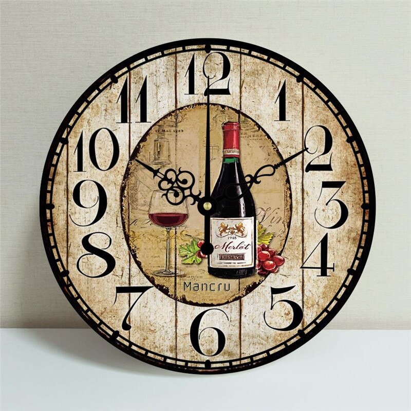Nordic Retro Wanduhr Moderne Shabby Stil Chic Mechanismus Uhr Hängen Vintage Rost Decor Runde Riesen Uhren Wohnzimmer Hause: 004 / 35cm 14inch
