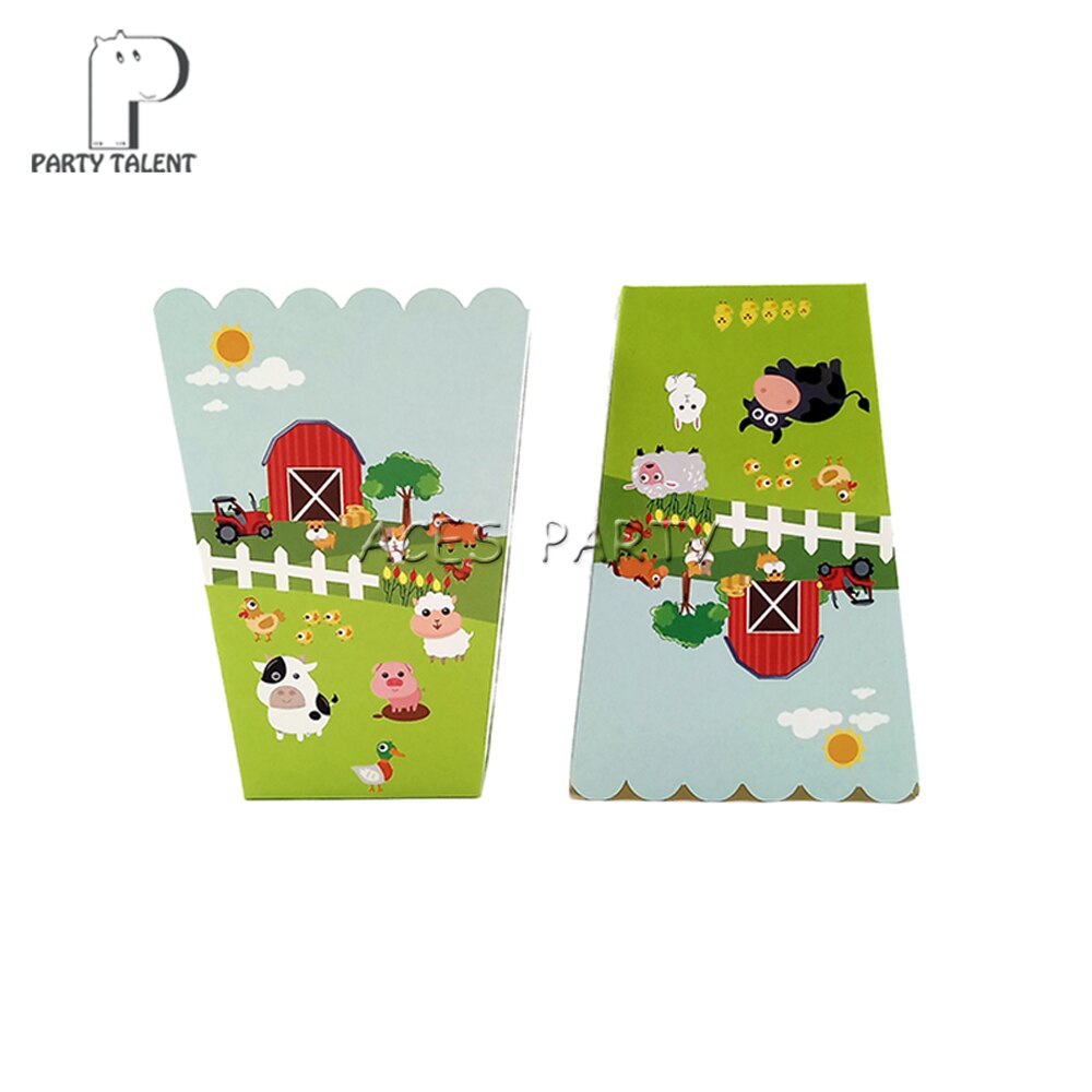 8pcs/Lot Popcorn Box For Kids Children Farm Animals Theme Birthday Party Baby Shower Decoration Supplies