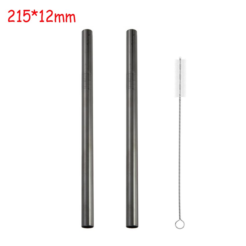 1/3Stck extra Breiten Stroh wiederverwendbar Edelstahl Trinken Stroh Metall Stroh Für Smoothies Tapioka Perlen Milch Tee saft Bar Werkzeug: Schwarz 12mm 3Pc