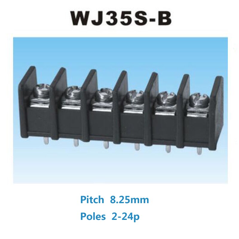 30Pcs 35S-B Pitch 8.25Mm Barrier Pcb Schroefklemmenblok Morsettiera Straight 2/3Pin Draad Connector Bornier Kabel 2.5mm2 20A