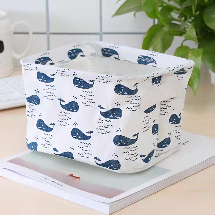 10 Styles Linen Desktop Storage Basket Sundries Storage Box Multicolor Underwear Cosmetic Organizer Office Stationery Organizer: WHITE