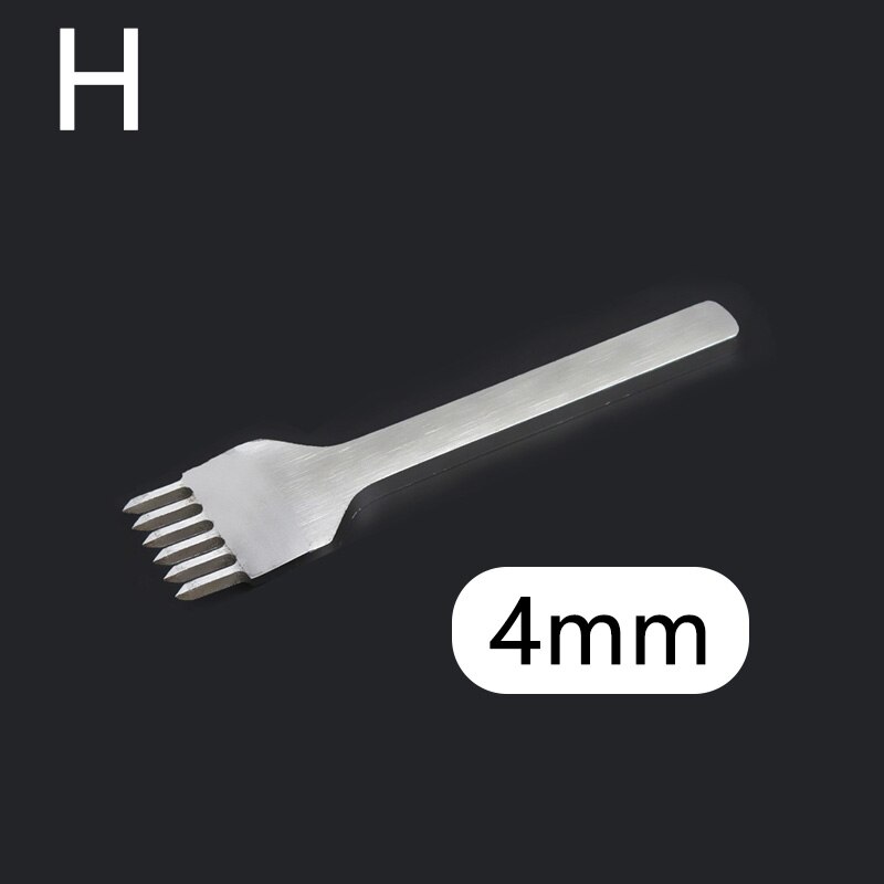 Juego de punzones de agujeros para artesanía de cuero, cincel de perforación de acero inoxidable, encaje de costura, espaciado, herramientas de perforación: 4mm-6 Prong