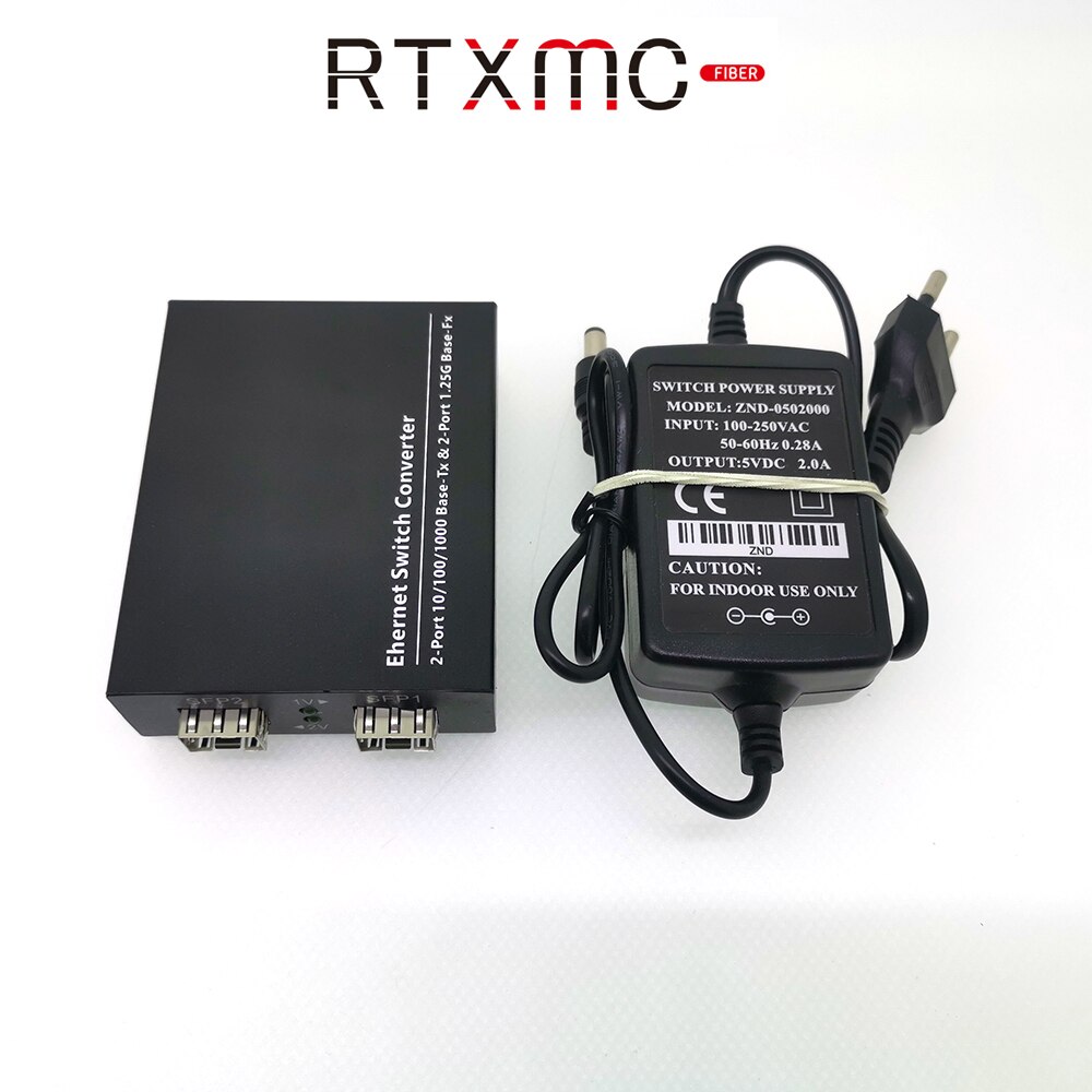 Gigabit Ethernet Switch Ethernet Fiber 2 Port 1.25G SFP Fiber & 10/100/1000Mbps UPT Gigabit Fiber Switch With Power