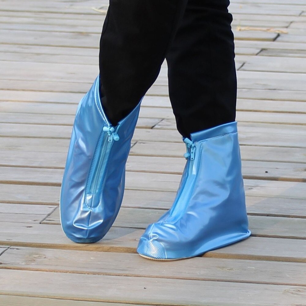 Regntæt vandtæt, genanvendelig regnskoovertræk flade overtræksovertræk skridsikker skoovertræk blå / pink