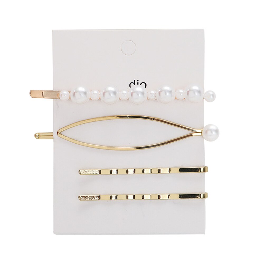 fille métal perle épingle à cheveux combinaison minimaliste doux vent frange Clip mot Clip côté Barrette Clips cartes cheveux accessoire: Black