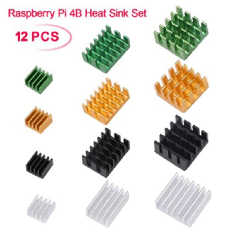 12pcs Raspberry Pi 4B Heat Sink Set For Raspberry Pi 4B Aluminum Radiator Cooling Kit Cooler For Raspberry Pi 4B Heatsink