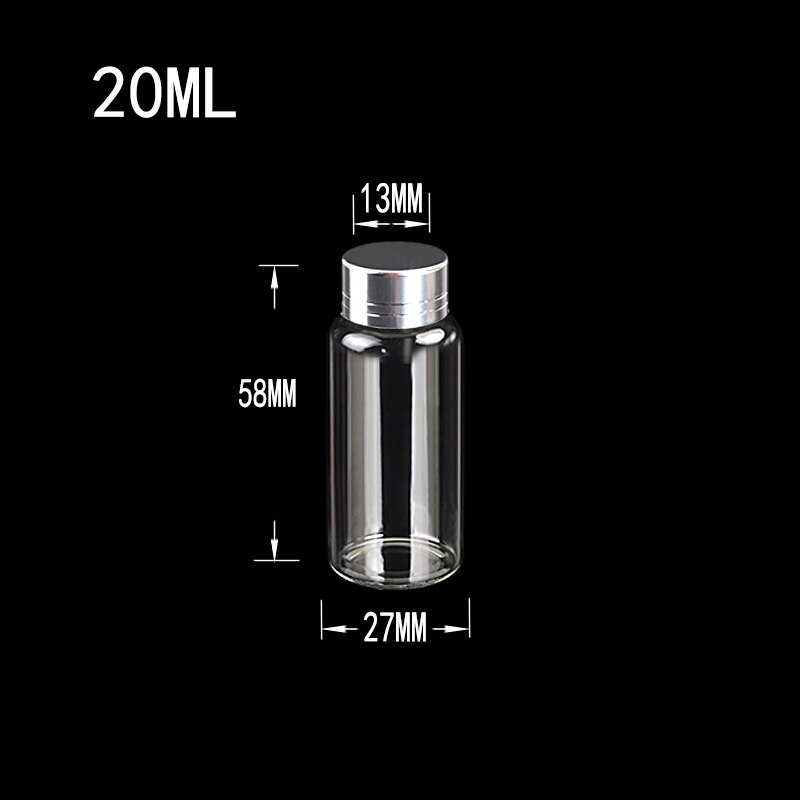 12 stuks 8ml 15ml 20ml 25ml mini glazen flesjes met zilveren draaideksel glazen flessen schroefdoppen glazen potten: 20ml