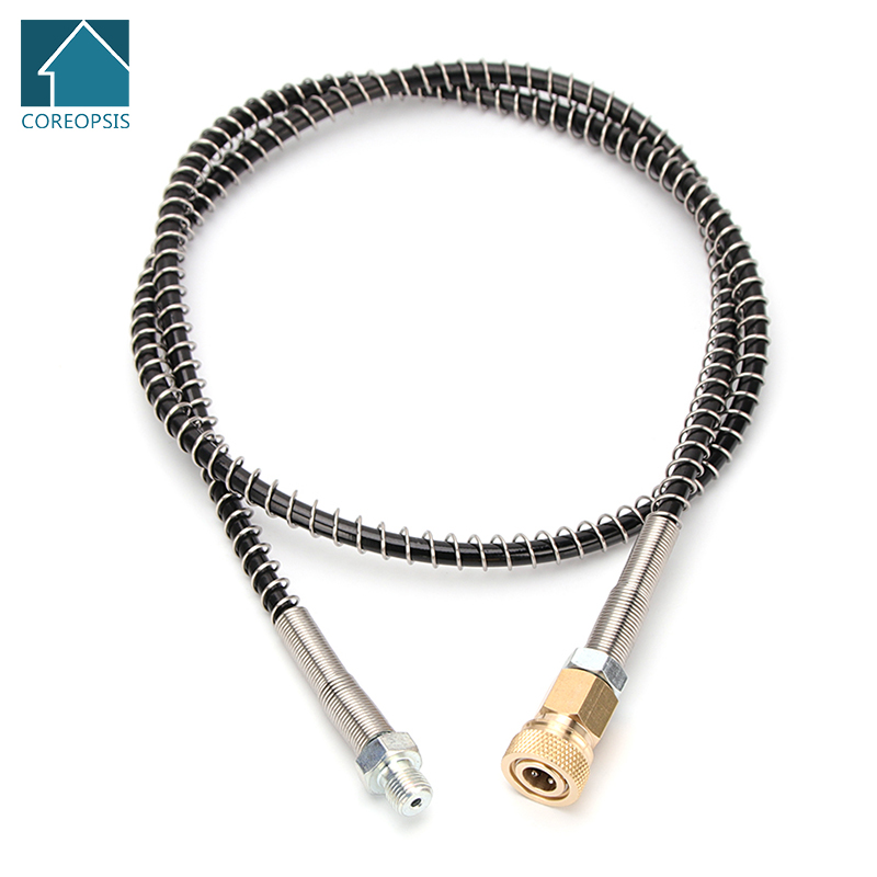 100 cm hogedruk nylon slang met snelkoppelingen M10x1 draad 40Mpa PCP pneumatiek lucht bijvullen met veer omwikkeld