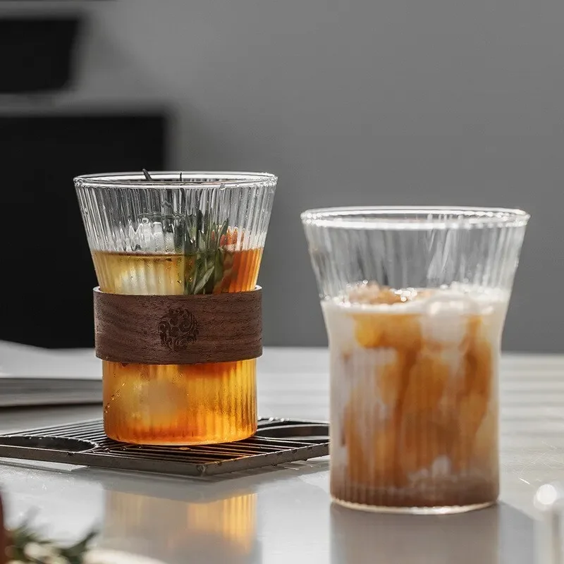 2/4/6pcs Japanese Style Glass Heat Insulation Coffee Milk Mug Walnut Cup Sleeve Drinkware Beautiful Tea Drinking Beer Set