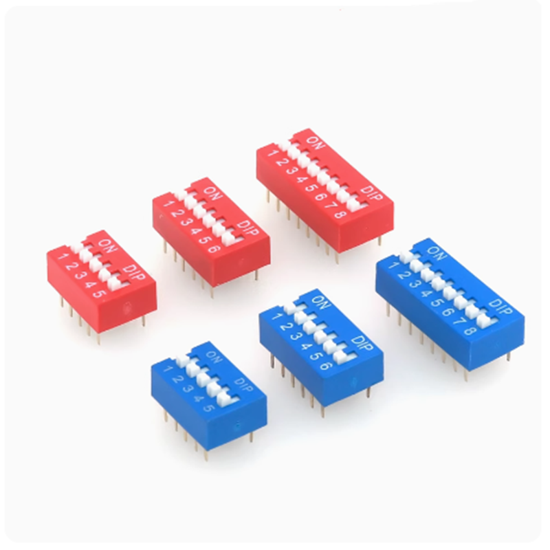 10pcs Slide Type Switch Module 1 2 3 4 5 6 7 8 10PIN DIP Toggle Switch Red Blue Snap Switch