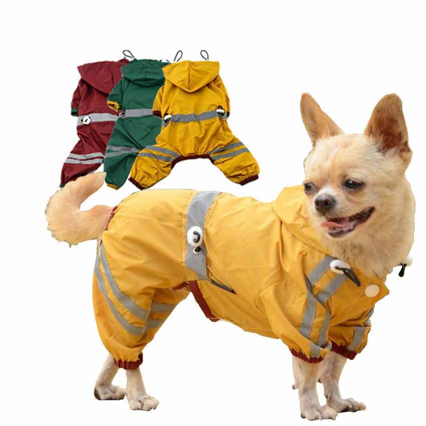 Hunde Sommer Tuch Regenmäntel Mit Kapuze Regenmantel Gesamt Hunde Katzen Wasserdichte Material Reflektieren Licht Jacken für klein Mittel Hund