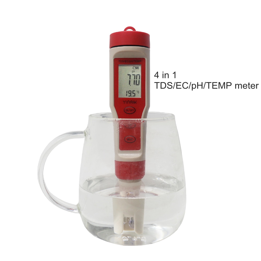 PH EC TDS TEMP Meter 4 in 1 Portable Pen PH Meter TDS EC Tester Thermometer Measuring Tools Water Purity Analyzer