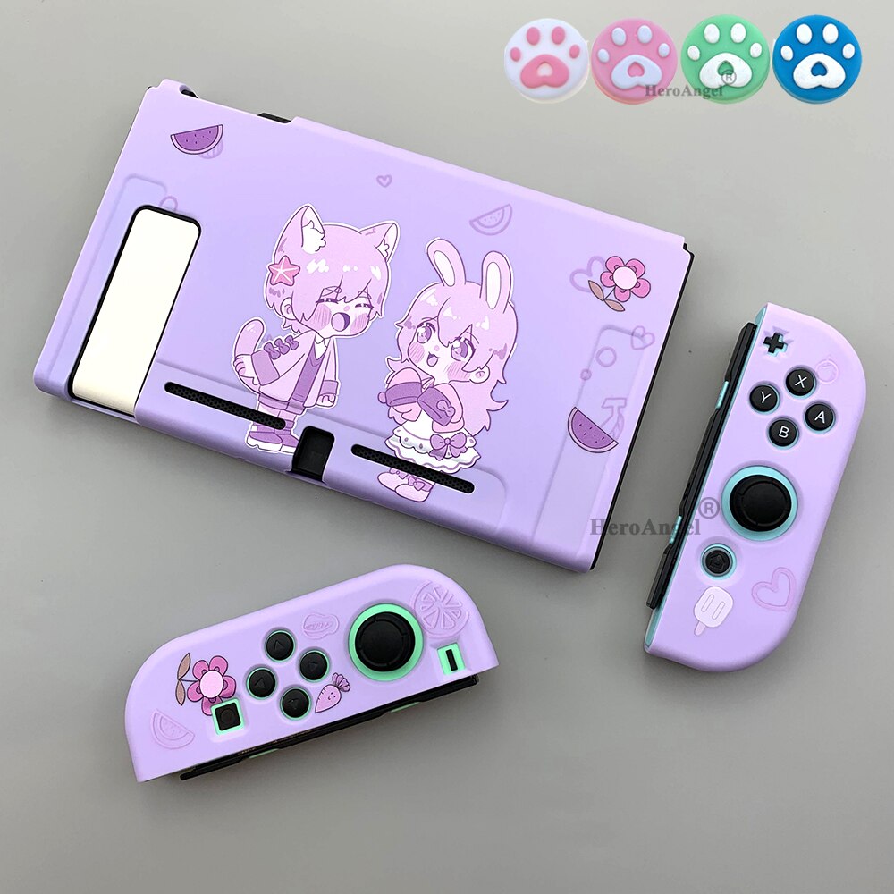 for Nintendo Nintend Switch Case NS NX Console Protective Soft Case Shell for Nintendos Switch Joy Con Colorful Cover: Purple Wolf Rabbit