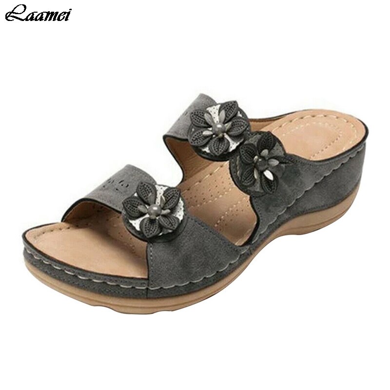 Blomst kvinder sandaler kiler sko til kvinder hjemmesko sommer sko med hæle sandaler klipklapper kvinder strand fritidssko