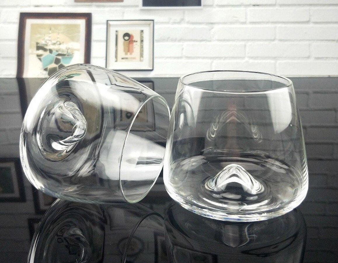 300ml/380ml Crystal Transparency Whiskey Glass Concave Bottom Cups Round Wine Glasses Hotel Bar Party Drinkware for Man