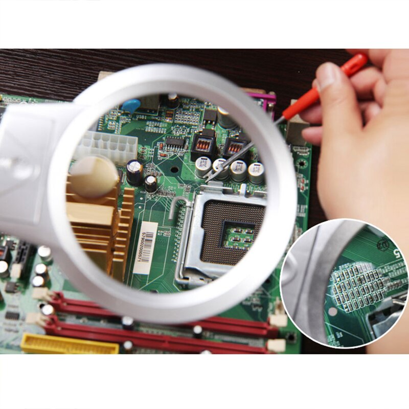 Lighted LED Lamp Magnifier Clip Table Top Desk Reading 2.25X 5X Magnifying QJY99