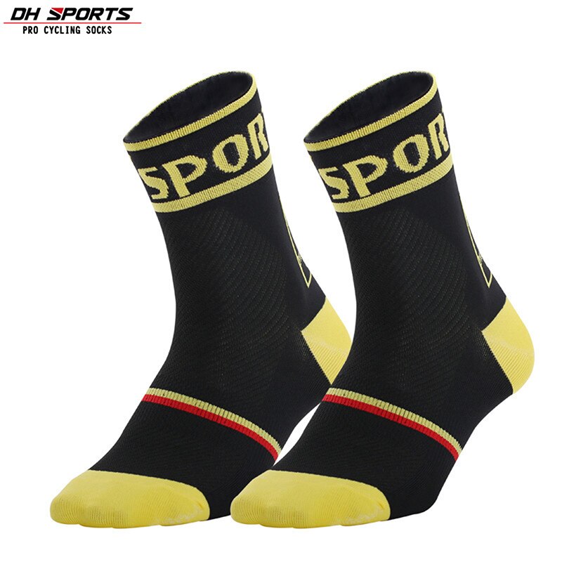 Cycling Socks Compression Team Bike Outdoor Hiking Basketball Running Breathable Stocking Unisex: black / 35-39