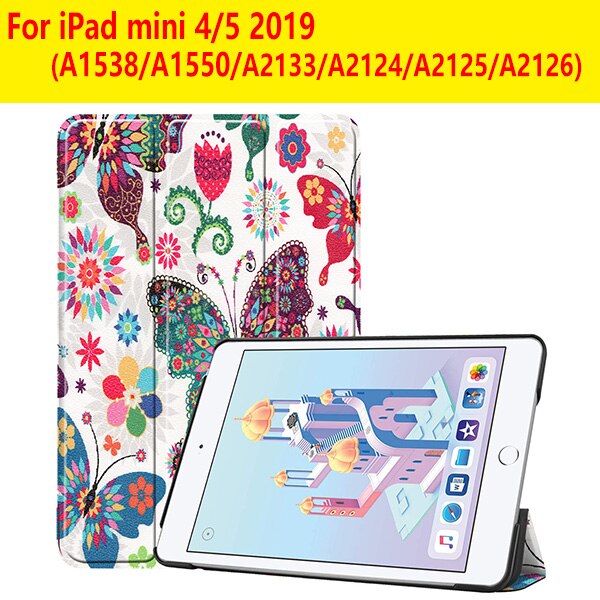 Cover Case for iPad Mini 1 2 3 PU Leather Silicone tablet case for iPad Mini 4 5 Tri-fold Stand Sleep Smart Cover Case: IPAD MINI 4 5  CSHD