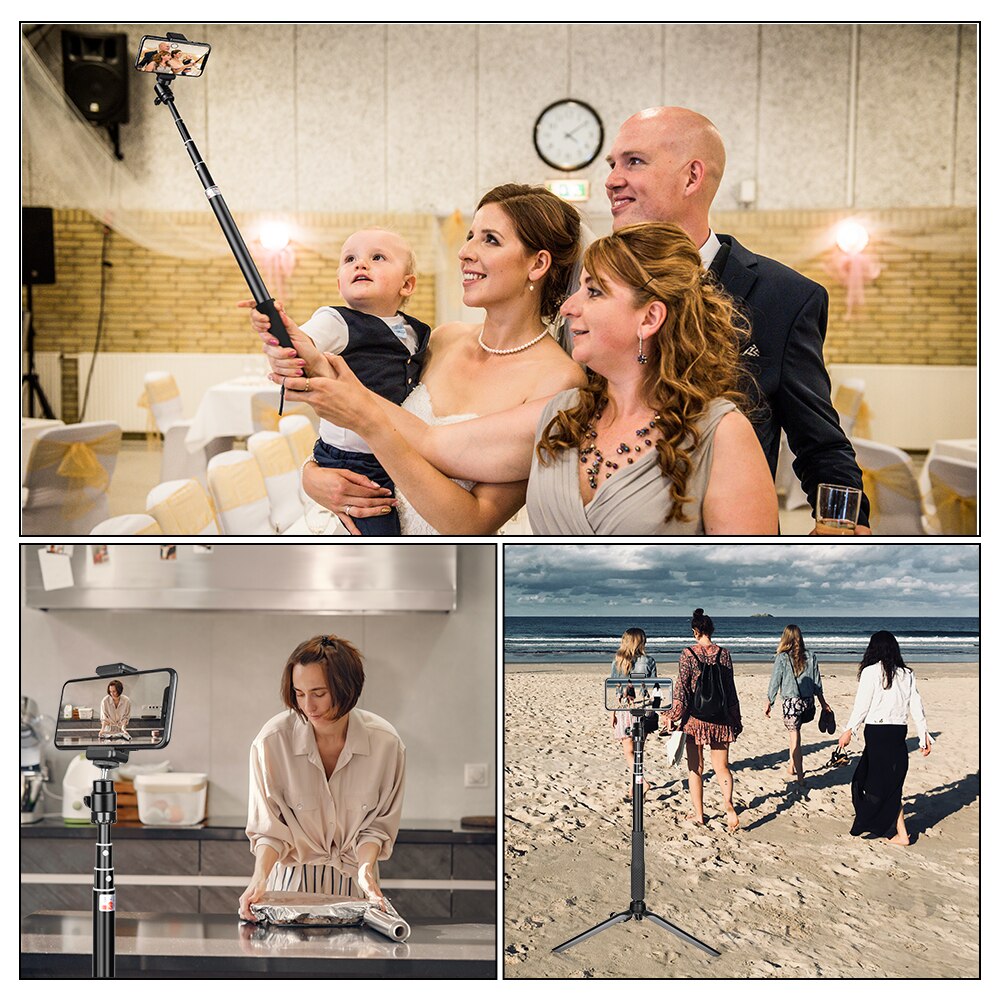 Stativ für smartphones, tragbarer selfie-stick für vlogs, ringlicht-selfie-stativ mit bluetooth-fernbedienung und halterung