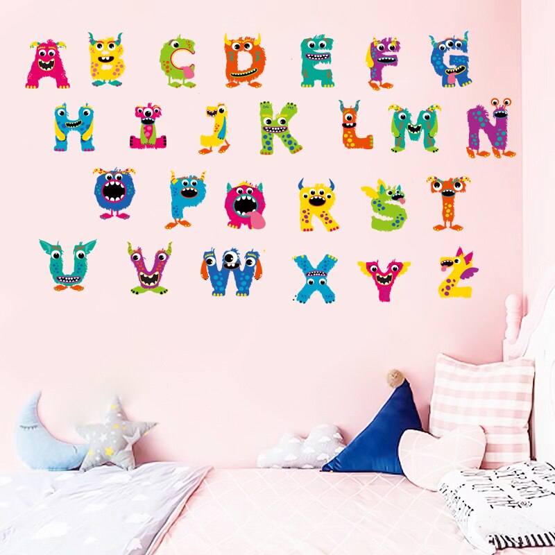Alphabet Wall Stickers Children Kid Bedroom Living Room Wall Decoration Sticker for girls boys school decoracion