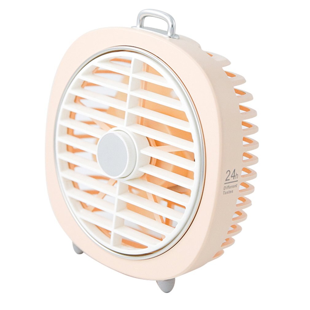 Portable Mini Night Light Electric Fan Retro Desktop USB Charging Fan Handheld Air Conditioner Cooling Fan Rotary Cover