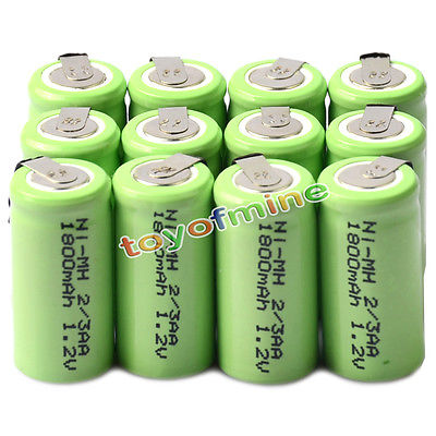 12pcs 2/3AA 1.2V 1800mAh Batteries Cell For Phone Ni-MH rechargeable battery