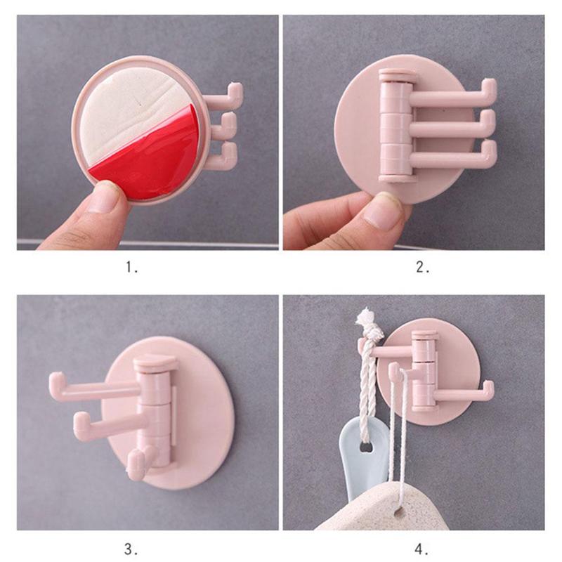 Draaibare Naadloze Zelfklevende Haak Sterke Lager Stok Haak Keuken Keuken Haken Benodigdheden Badkamer Hanger Muur B1W4
