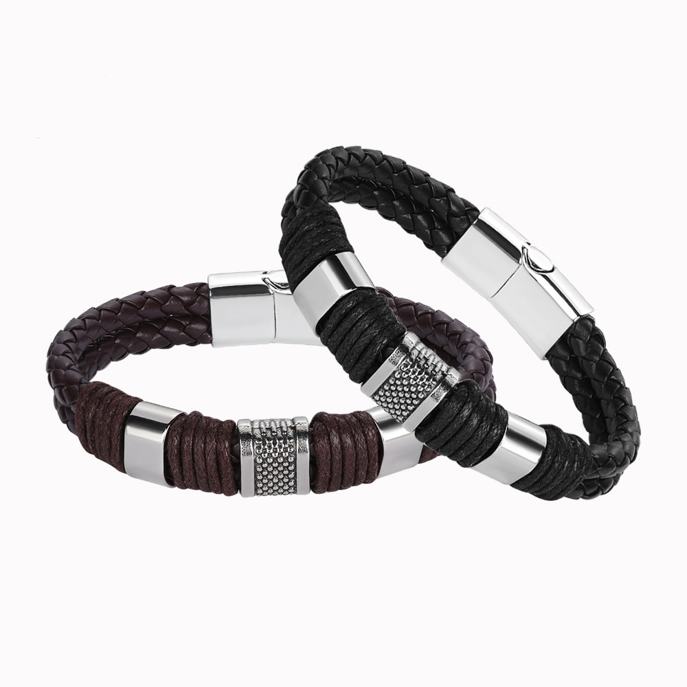Männer Frauen Armband Neue Punk Stilvolle Leder Magnetische Geflochtene Schließe Armband Weave Bangle Schmuck