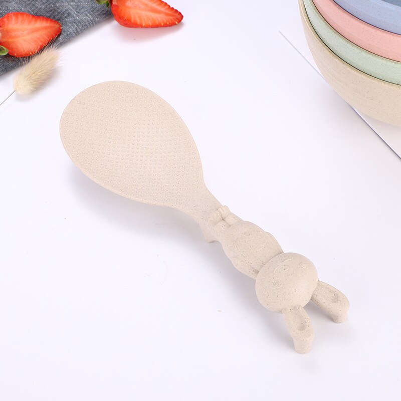 Wheat Straw Rabbit Spoon Can Stand Up Rabbit Rice Shovel Rice Cooker Rice Spoon Non-stick Rice Cartoon Rice Spoon: Black