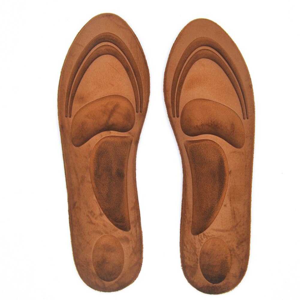 4d mocka memory foam ortotiska innersulor för skor fotvalv stöd mjuk andas hälsosam plattfot fotvård inlägg sulor skokuddar: Brun / L