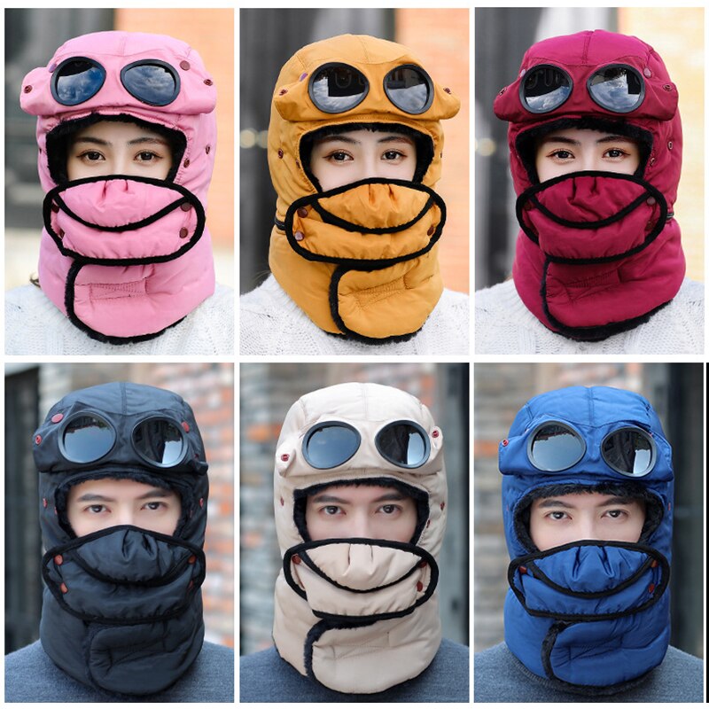 Winter Warme Muts Met Bril Multifunctionele Lei Feng Hoed Koude-Proof Plus Fleece Hat Riding Warm Katoenen Muts Winddicht nek Hoed
