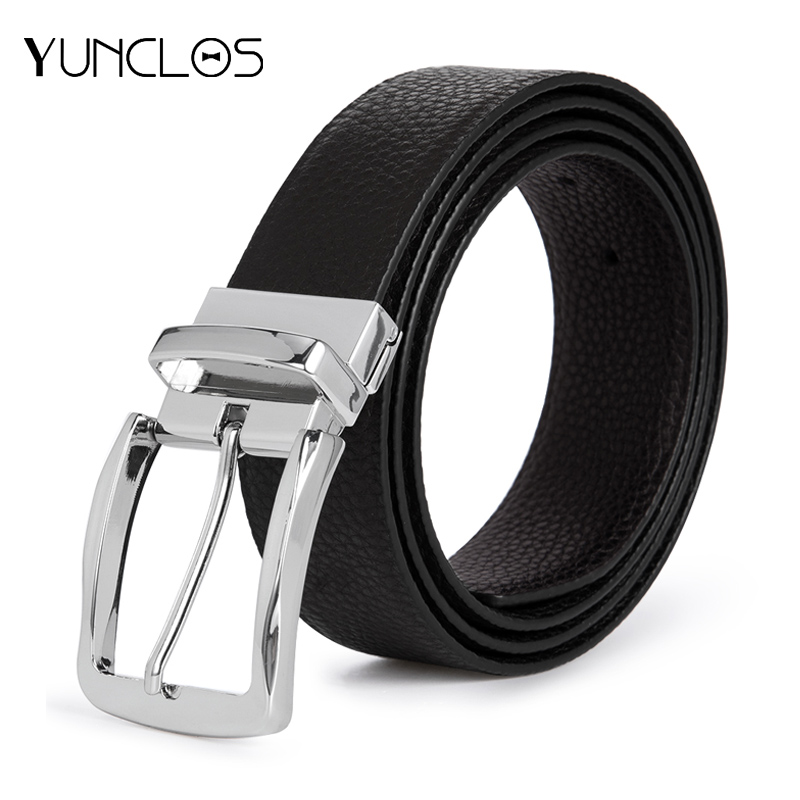 Reversible Buckle Men Belt for Jeans Leather Belt Double Side Usage Male Strap for Pants