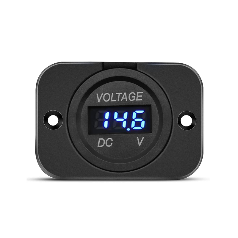 Digitaler Spannungsmesser, DC 12–24 V, wasserdicht, rundes Auto-Voltmeter mit LED-Digitalanzeigefeld für Auto, Motorrad, Stiefel, Wohnmobil
