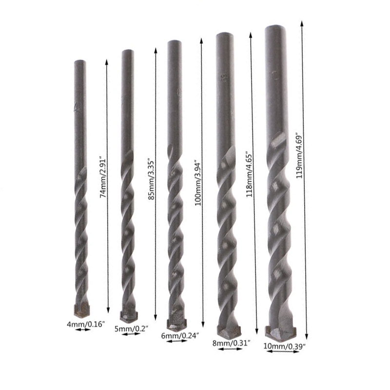 Tungsten Carbide Drill Bit Masonry Tipped Concrete Drilling 4/5/6/8/10mm Power Tool Accessories