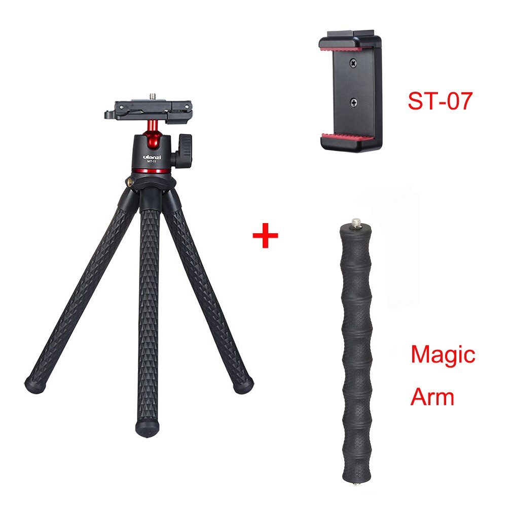 Ulanzi MT-11 elastyczny statyw trójnożny do DSLR Smartphone 2 w 1 statyw przedłużyć 1/4 ''śruba do Magic Arm światło Led do kamery: MT-11 W  st-07 Arm
