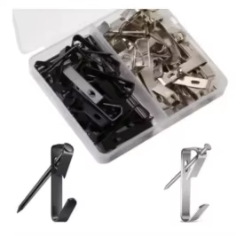 Picture Hanging Hooks, with Wall Hooks And Nails,Heavy Duty LE2 Hangers Hooks Picture Hanging kit for Picture Frame, Canvas: Silver