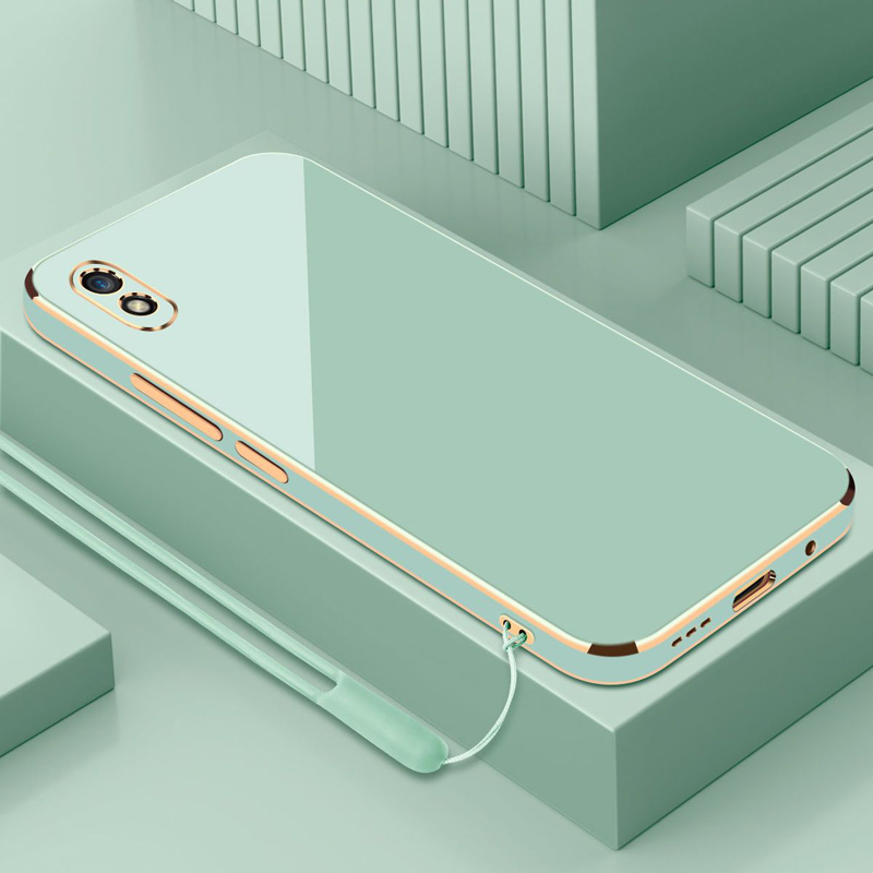 per Redmi 9A Custodia sportiva di lusso placcatura quadrata Redmi 9A 9in 9i Custodia per telefono antiurto coperchio posteriore in silicone Fundas: Alluminio / Cielo Blu