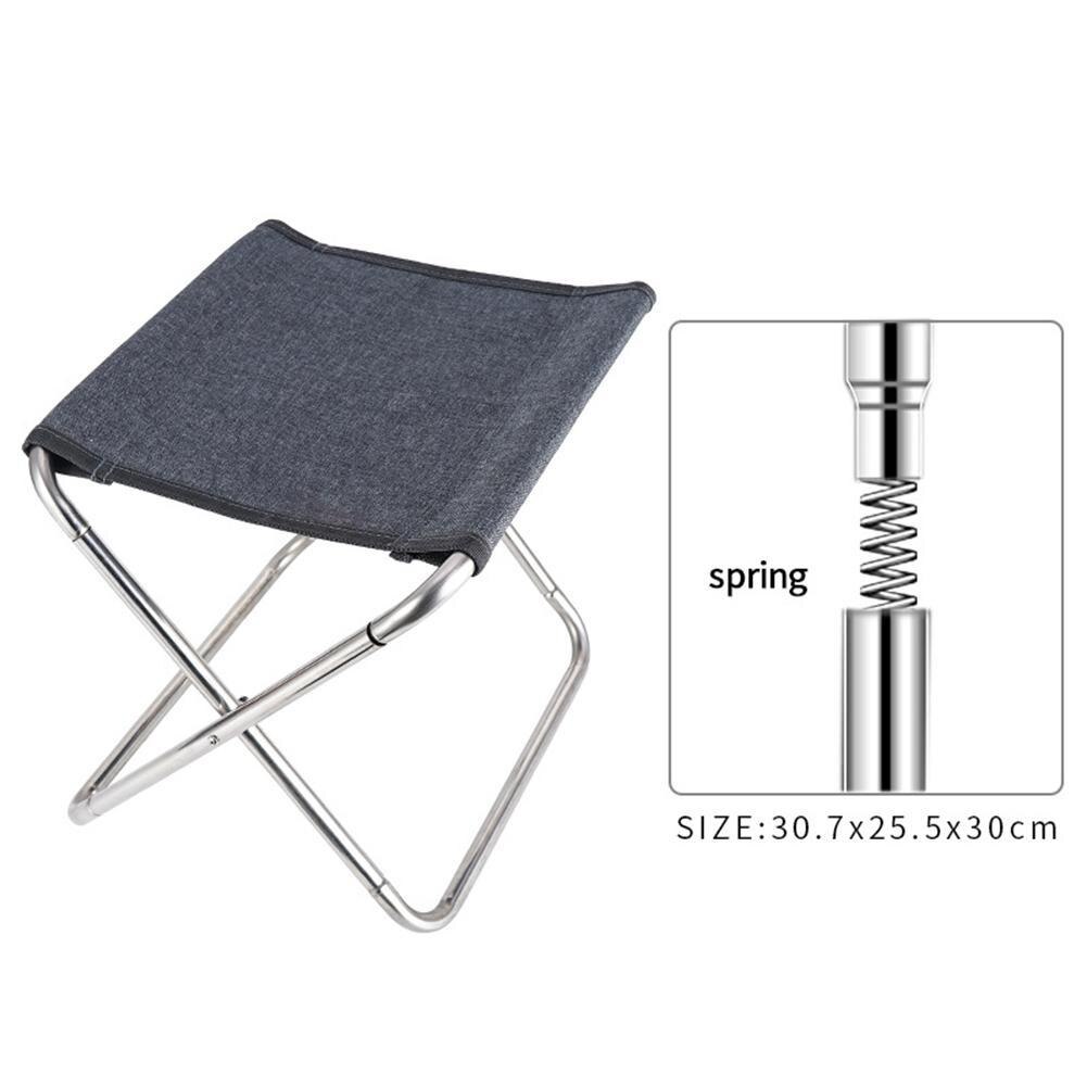 Mounchain Stainless Steel Spring Folding Chair Outdoor Sports Fishing Chair Hiking Camping Barbecue Folding Stool Equipment: gray