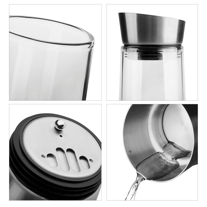 1000ml 1500ml fortykket glas stor vandflaske juice glas kandeflaske med rustfrit stål låg karaffel køleskab